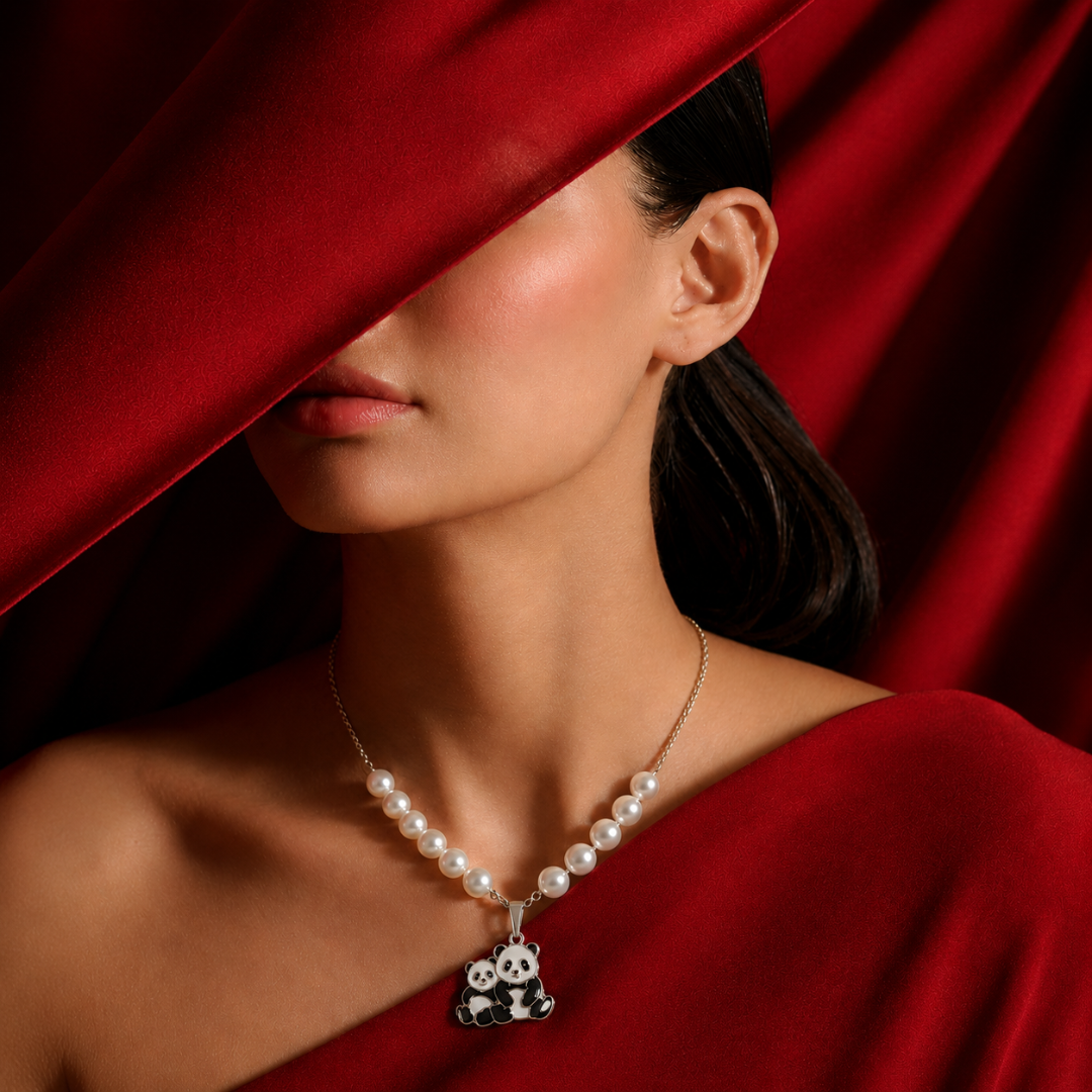 Pearl Panda Pendant Necklace for Women