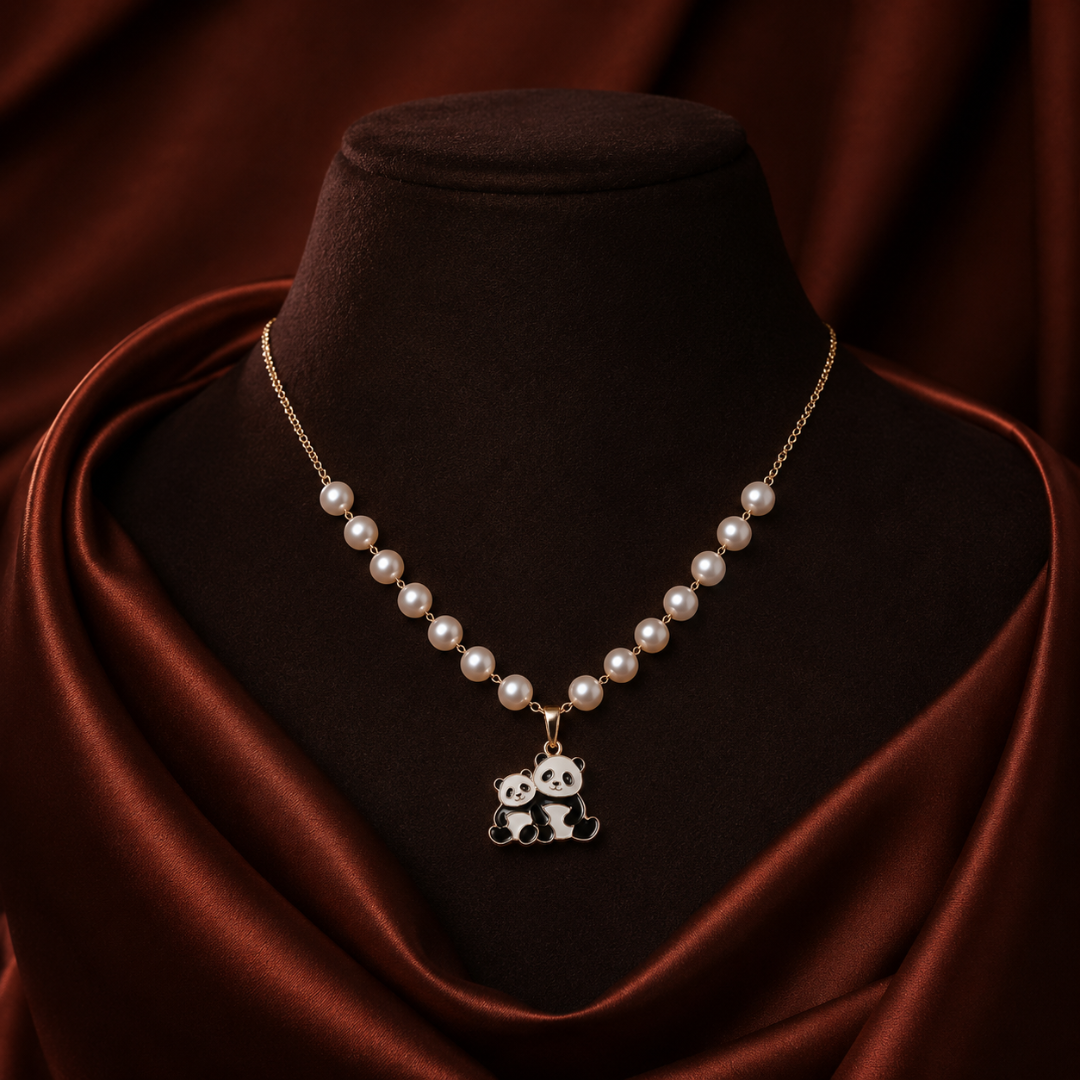 Pearl Panda Pendant Necklace for Women