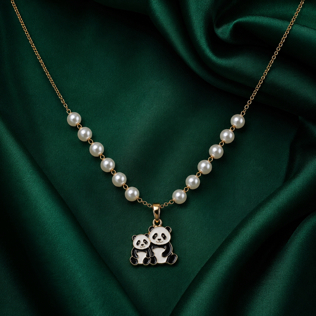 Pearl Panda Pendant Necklace for Women