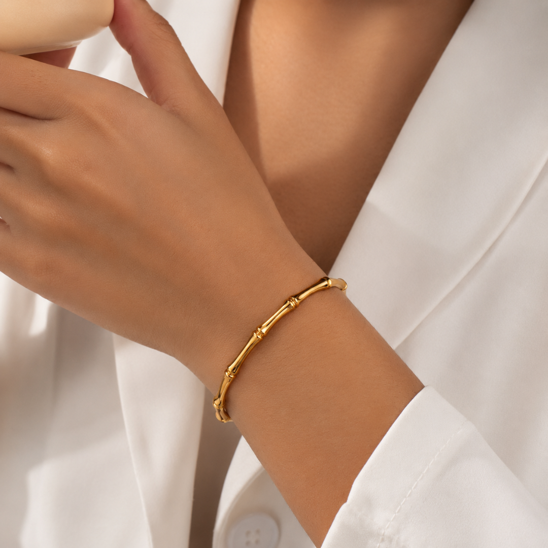 Golden Bamboo Style Minimalist Bracelet